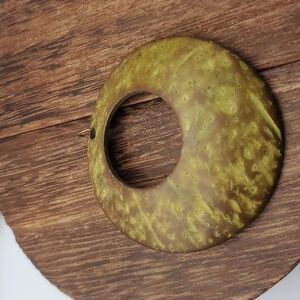Organic coconut shell disc retro pendant‎ earthy jewlery